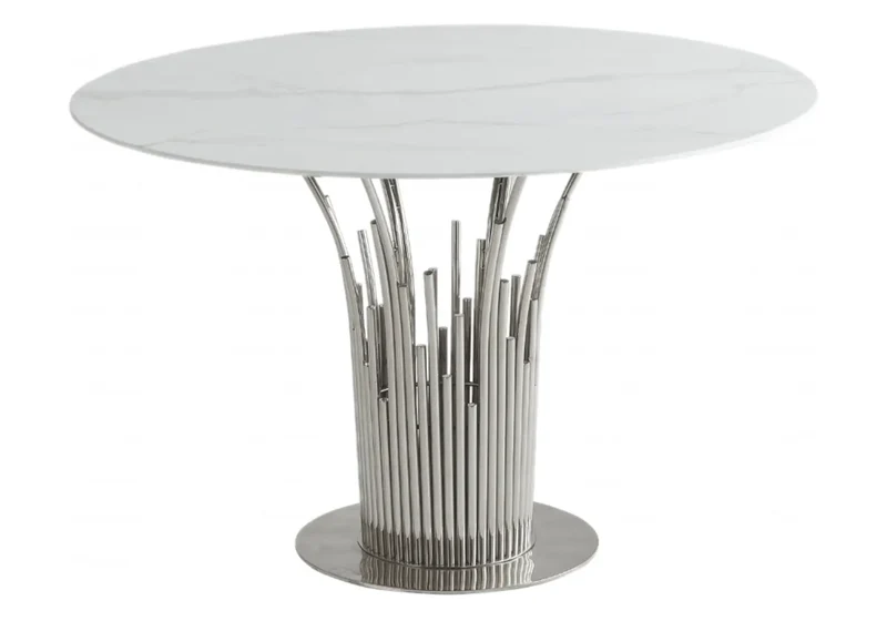 Table à manger ronde marbre blanc - Eve