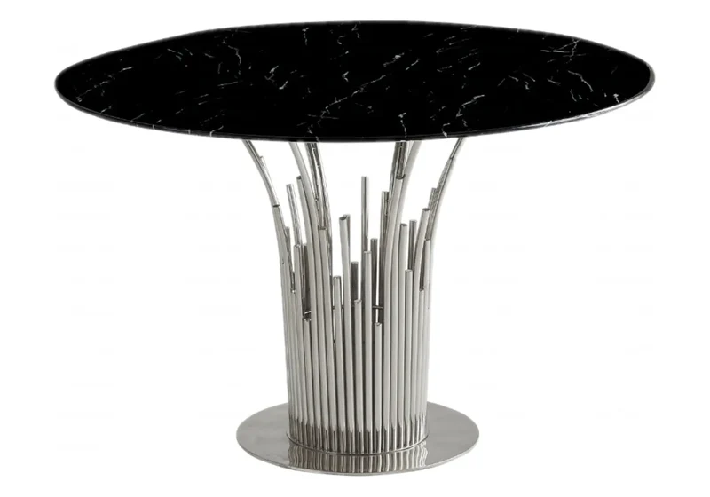 Table à manger ronde marbre noir - Eve