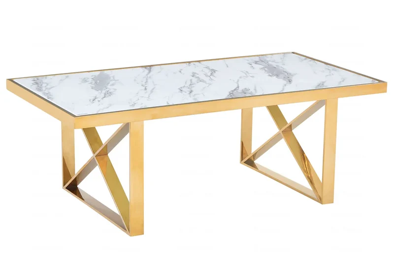 Table basse dorée marbre blanc - Clara