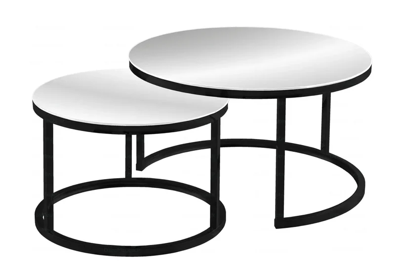 Tables gigognes noires miroir - Orea