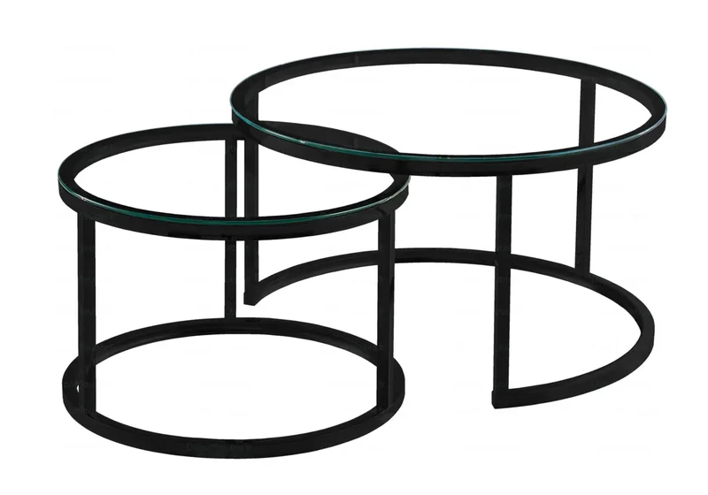 Tables gigognes noires en verre - Orea