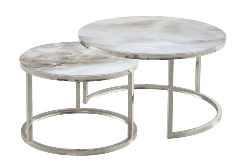 Tables gigognes marbre beige - Orea