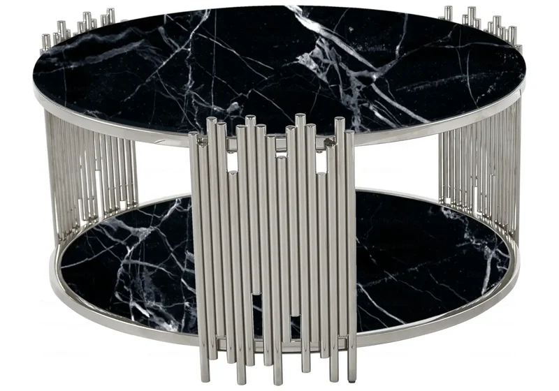 Table basse ronde marbre noir - Eve