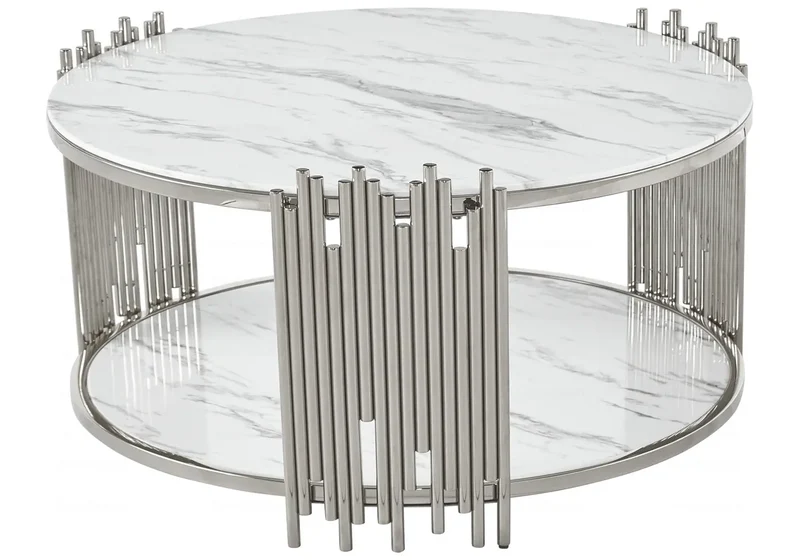Table basse ronde marbre blanc - Eve