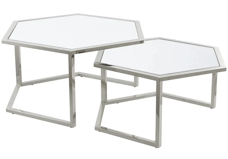 Tables gigognes en verre blanc - Giana