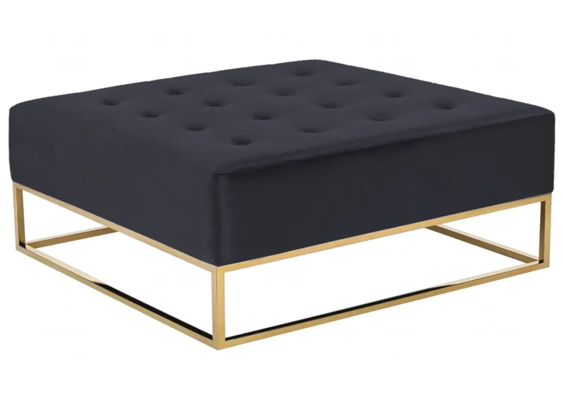 Table basse dorée capitonnée noir - Gwen