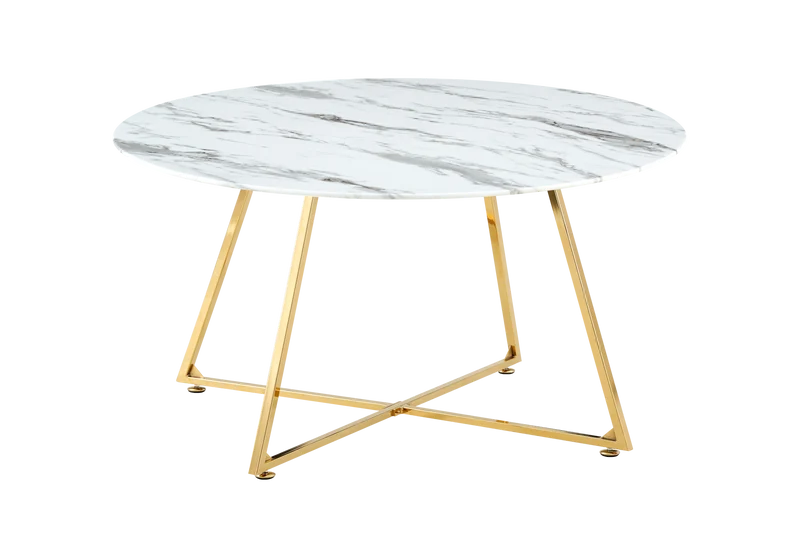 Table basse ronde marbre blanc pieds dorés - Gina
