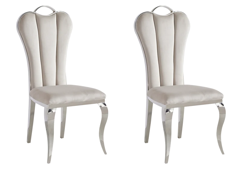 Chaise baroque moderne argentée et velours - Diana x4