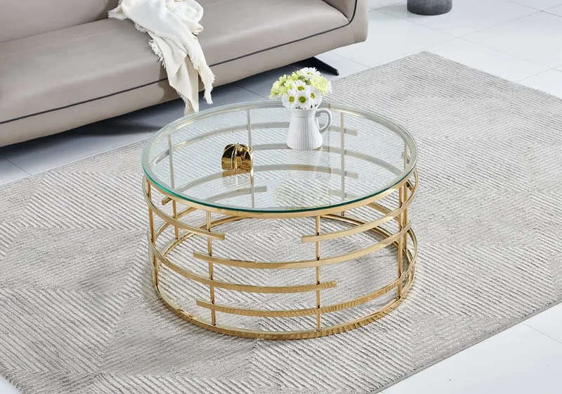 Table basse dorée transparent - Asiya