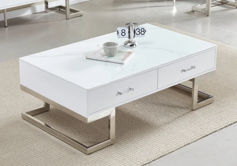 Table basse marbre blanc - Odel