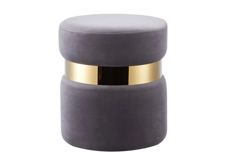 Pouf design doré velours anthracite - Isy