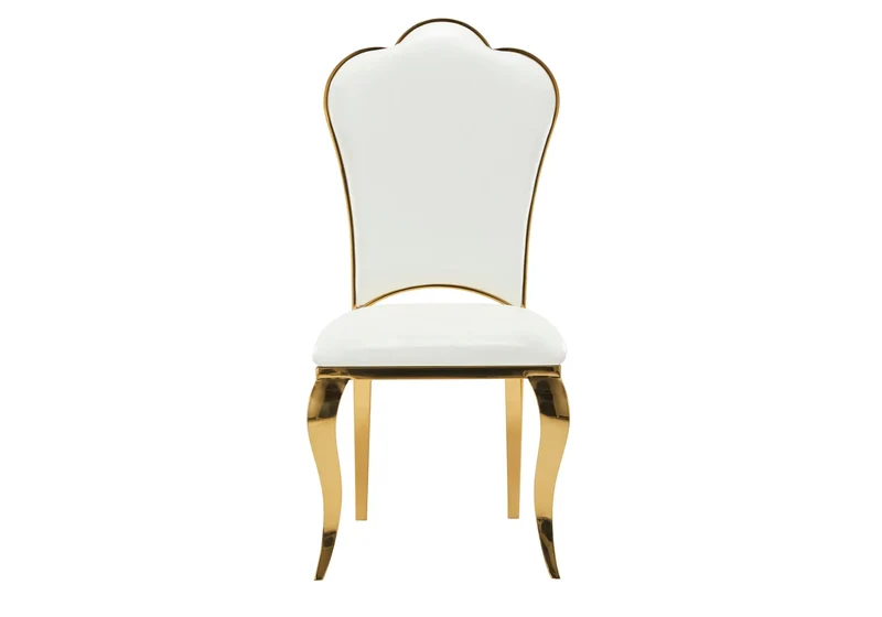 Chaises baroques médaillon en simili blanc doré - Udo x4