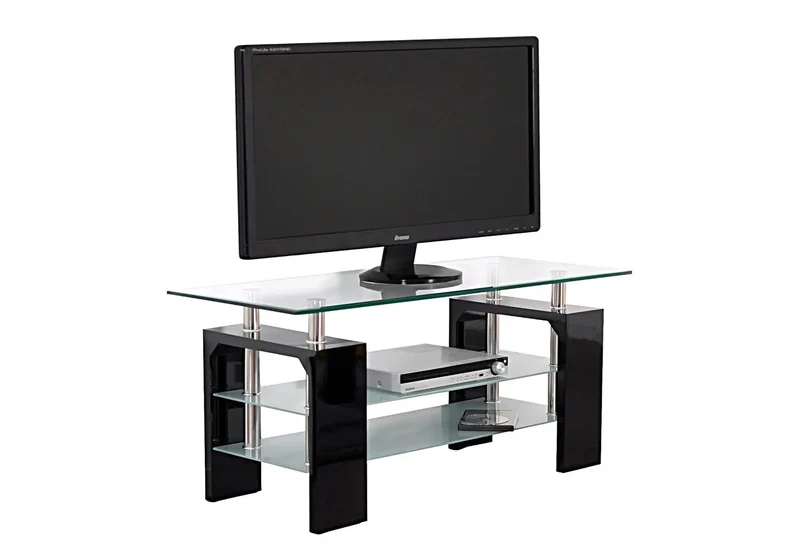 Meuble TV en verre laqué noir - Toe