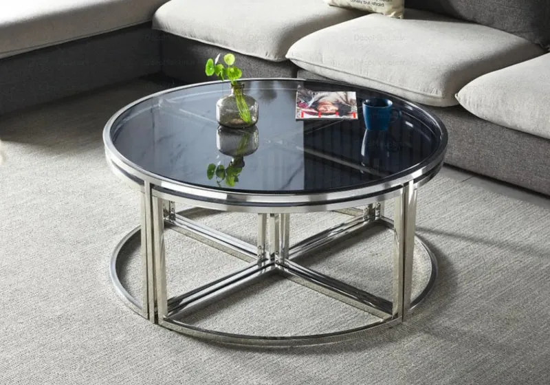 Tables gigognes rondes design noir PIO