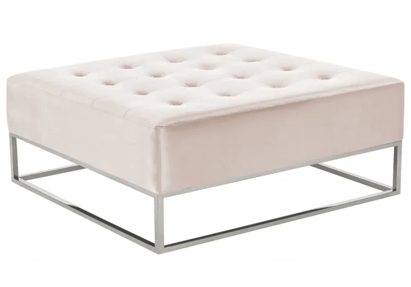 Table basse capitonnée beige - Gwen