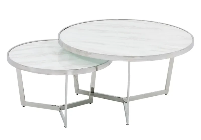 Tables basses gigognes marbre blanc - Saly