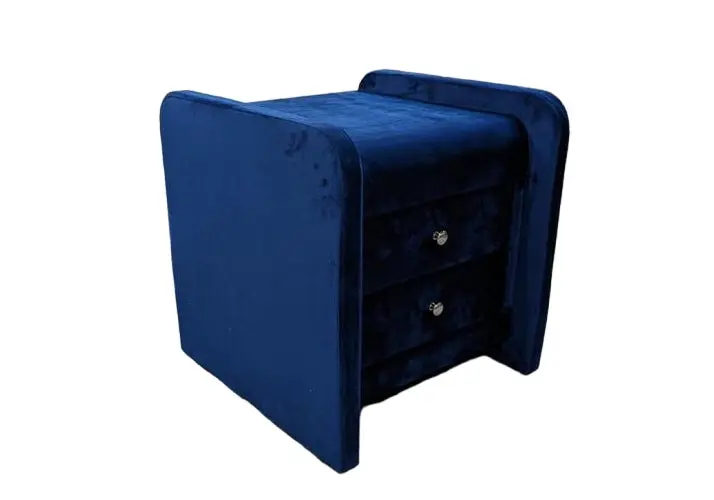 Table de chevet en velours bleu - Soft