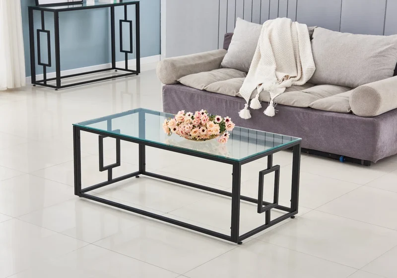 Table basse noire en verre trempé - Glory