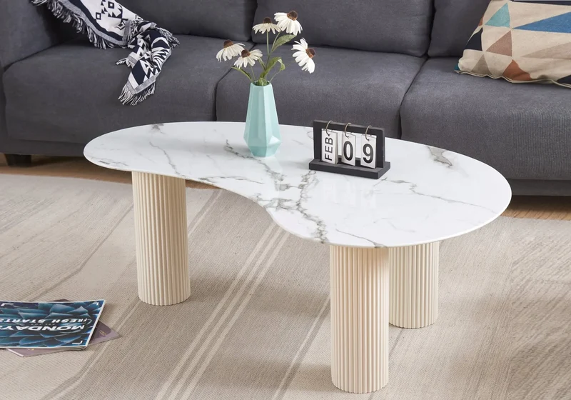 Table basse design marbre blanc - Piato