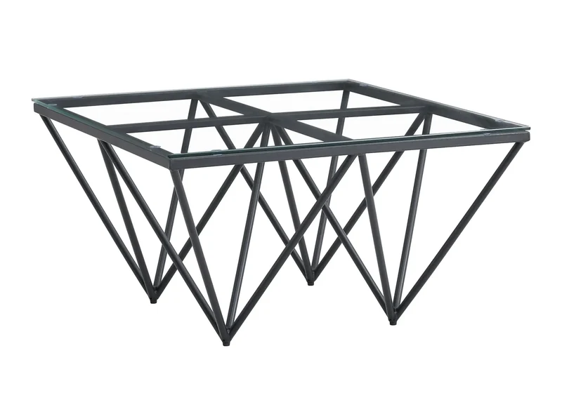Table basse carrée noire en verre - Gusta