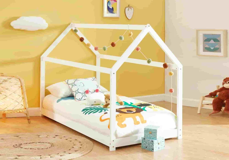 Lit cabane enfant bois blanc - Alix