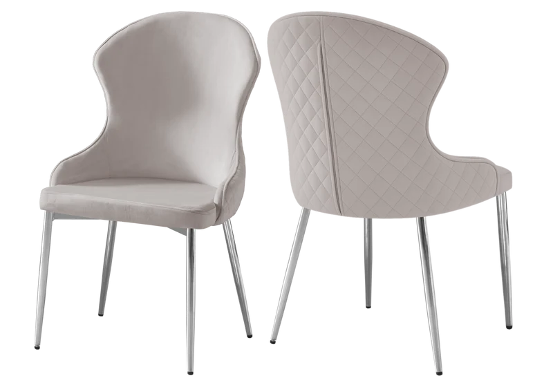 Chaise velours taupe capitonnée et argent - Hilton x4