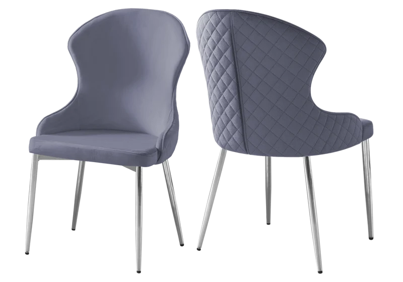 Chaise velours anthracite capitonnée et argent - Hilton x4