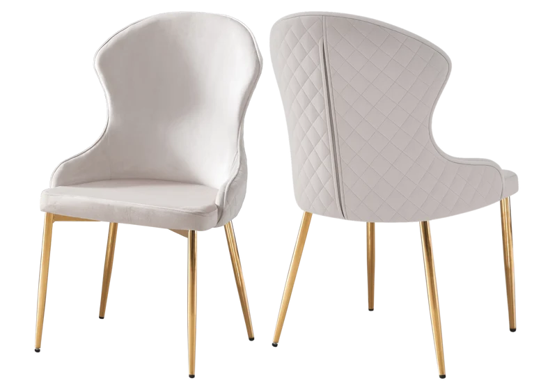 Chaise velours beige capitonnée et or - Hilton x4