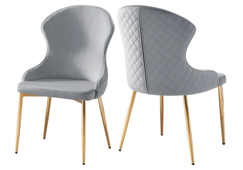 Chaise velours gris capitonnée et or - Hilton x4