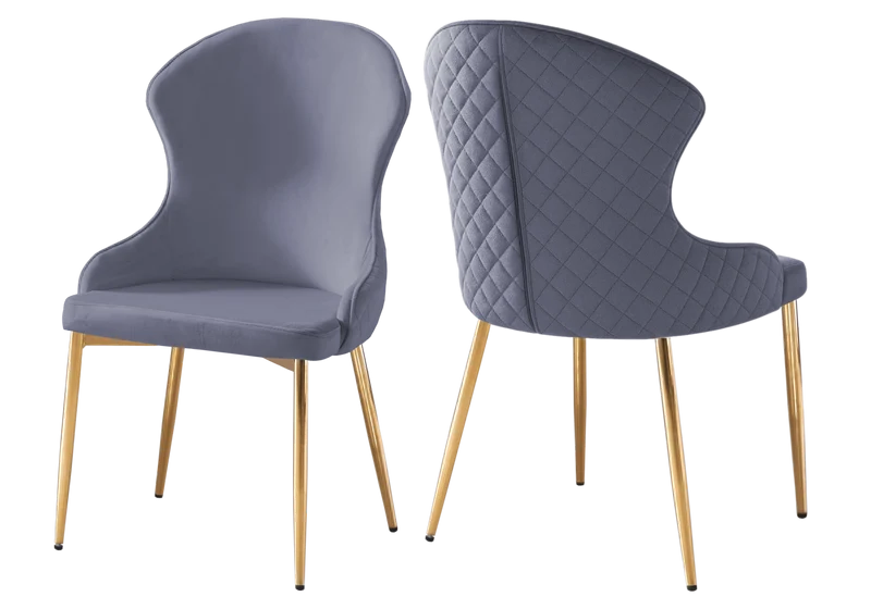 Chaise velours anthracite capitonnée et or - Hilton x4