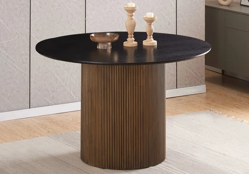 Table à manger ronde dorée noire - Piato