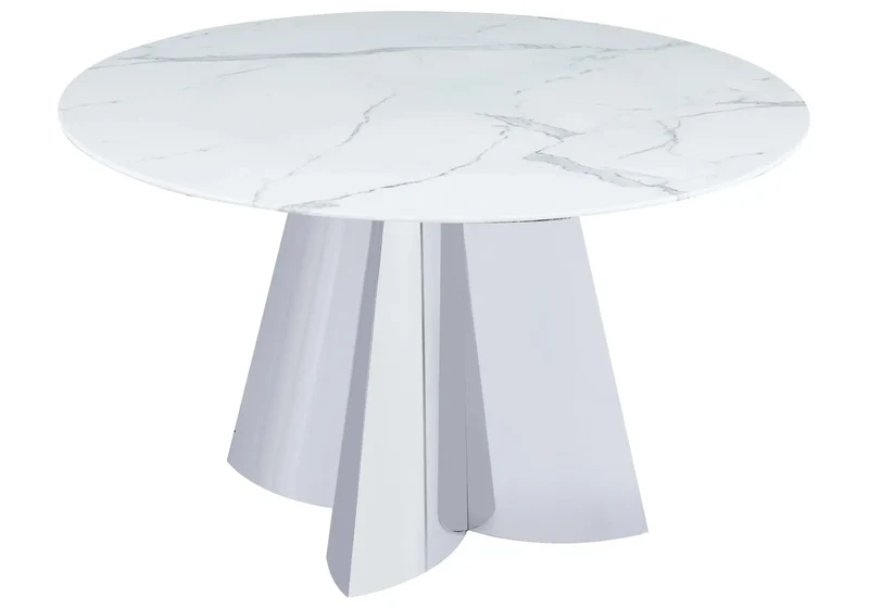 Table à manger ronde marbre blanc - Axel