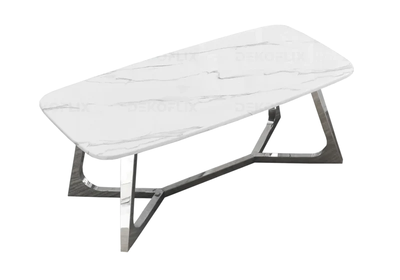 Table basse marbre blanc argent - Gaya