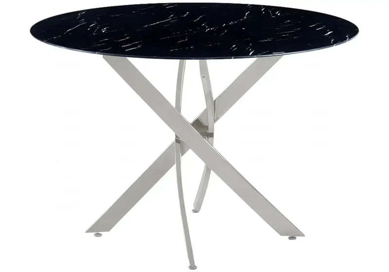 Table ronde argentée marbre noir - Joy
