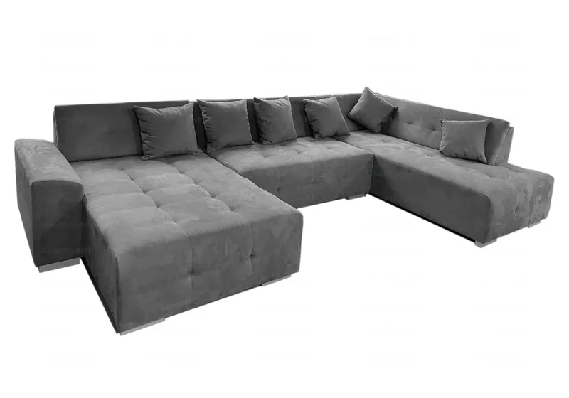 Canapé angle U velours gris - Salia