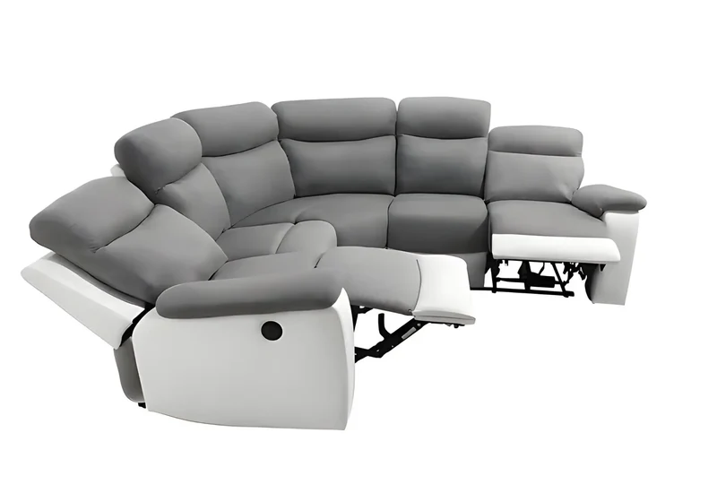 Canapé d'angle relax électrique blanc et gris - Oscar
