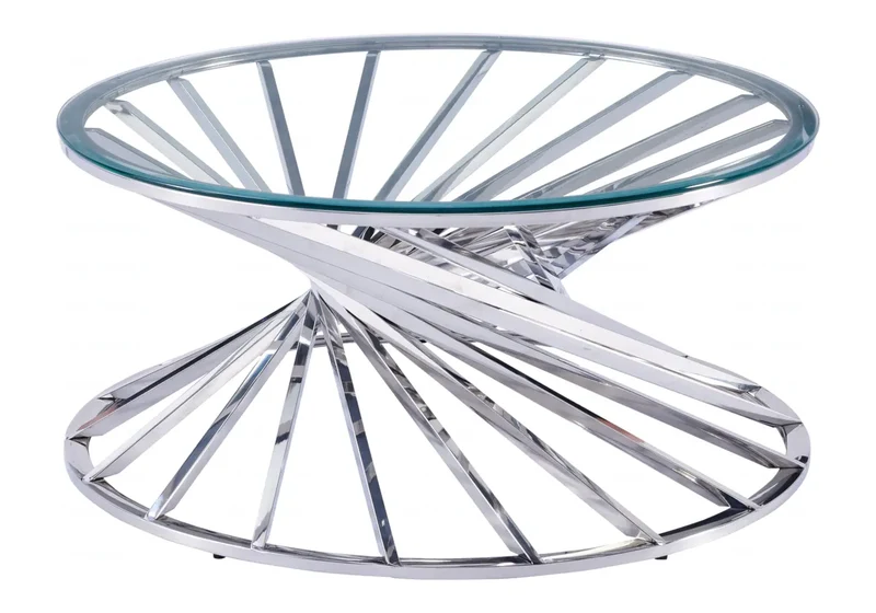Table basse ronde en verre argent - Ruby