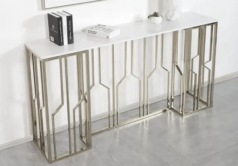 Console marbre blanc argent - Porto