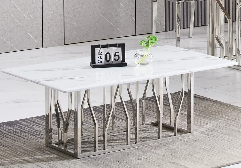 Table basse marbre blanc argent - Porto