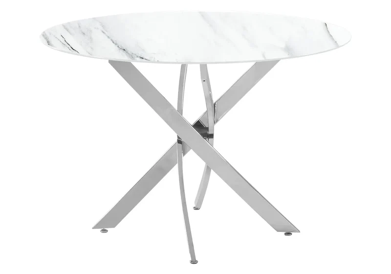 Table ronde argentée marbre blanc - Joy