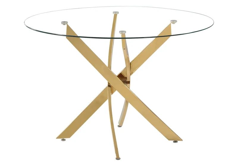 Table ronde dorée verre trempé - Joy