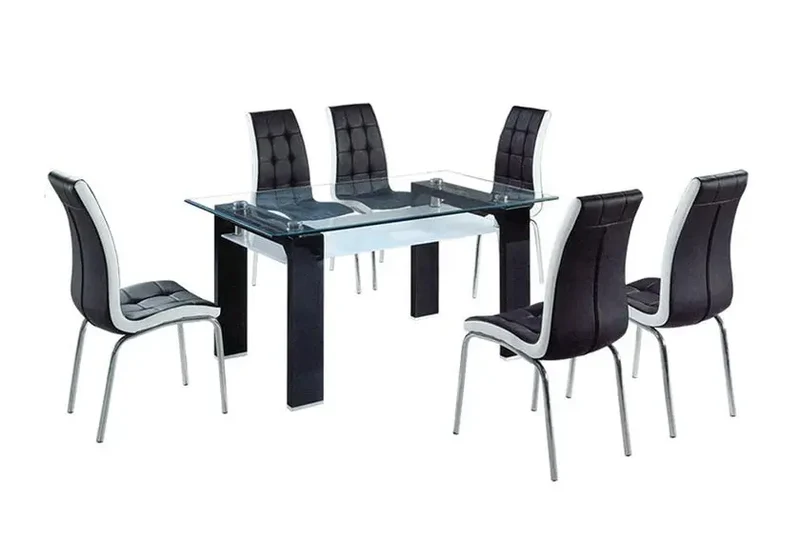 Table laqué noir 6 chaises - Toe