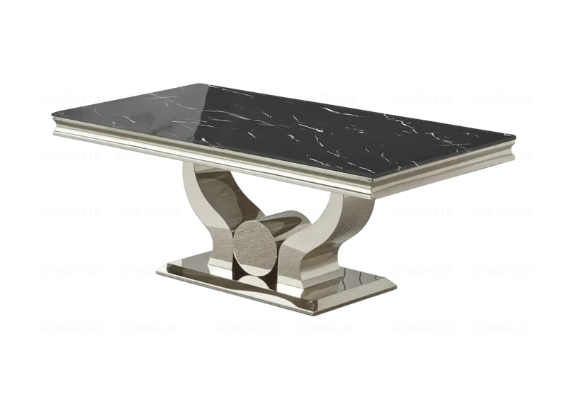 Table basse marbre noir argentée - Omega