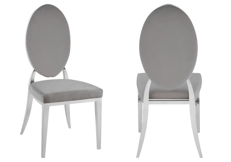 Chaises médaillon velours gris argent - Neo x4