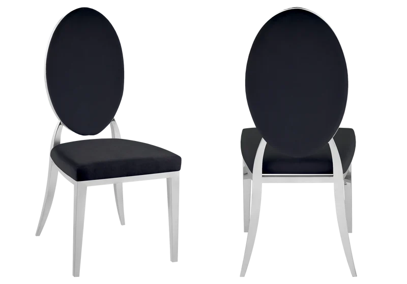 Chaises médaillon velours noir argent - Neo x4