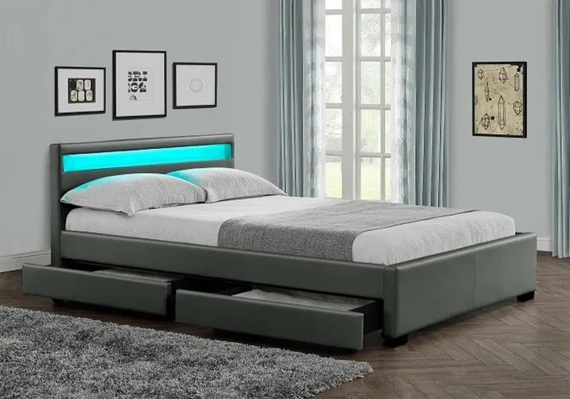 Lit design led rangements gris - Ava