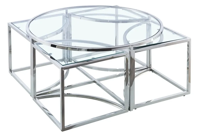 Table basse ronde design chromé - Pio