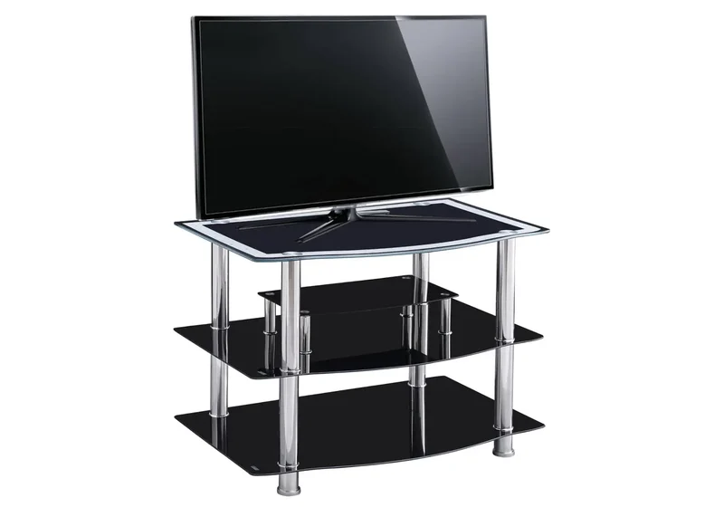 Meuble TV chromé verre noir - Kea