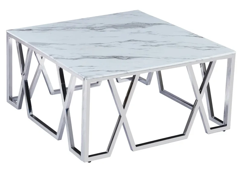 Table basse design chromé marbre - Lexa