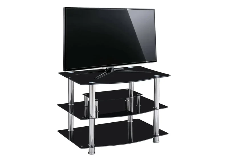 Meuble TV chromé verre noir - Keo